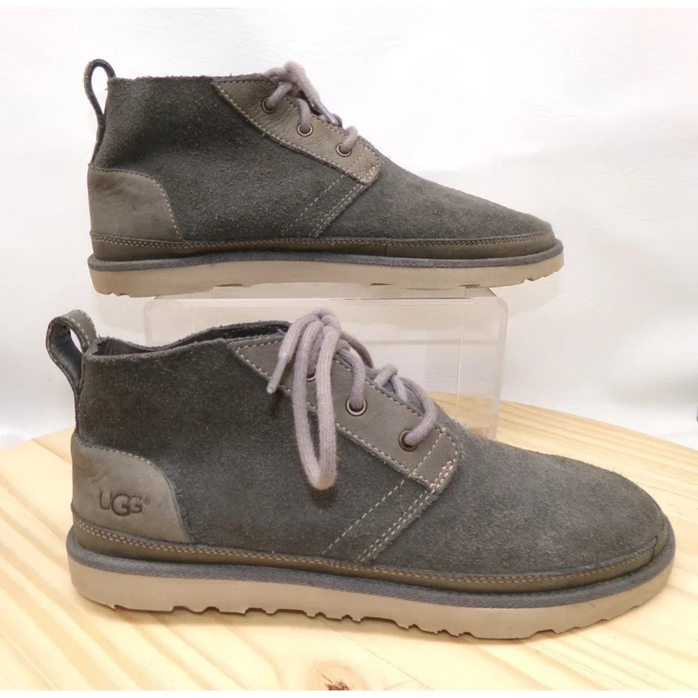 UGG Neumel Boots Mens Size 10 Gray Suede Chukka Ankle Unlined Casual 1020369